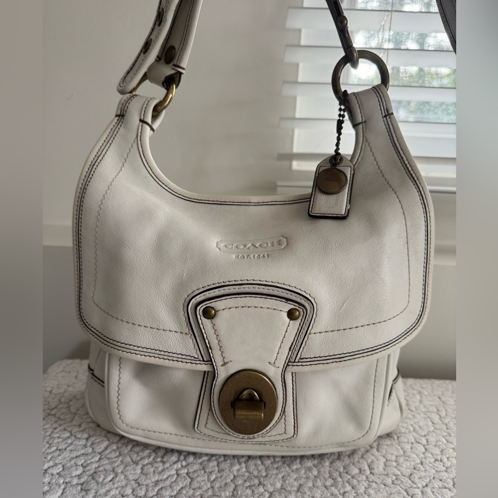 Coach Y2K 65th Anniversary 10325 White Hippie Crossbody Bag Striped Lining